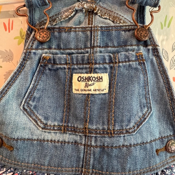 Oshkosh B’gosh Denim & Floral Overall Dress (9–12M) - Picture 2 of 5